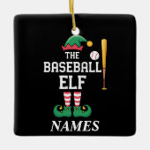 Personalized Name Baseball Elf Family Matching  セラミックオーナメント (正面)