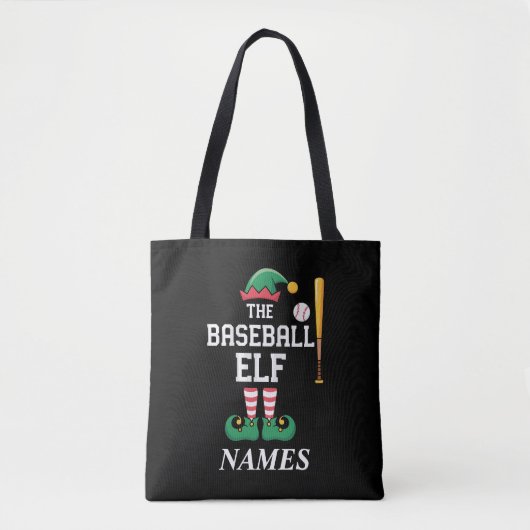 Personalized Name Baseball Elf Family Matching  トートバッグ (正面)