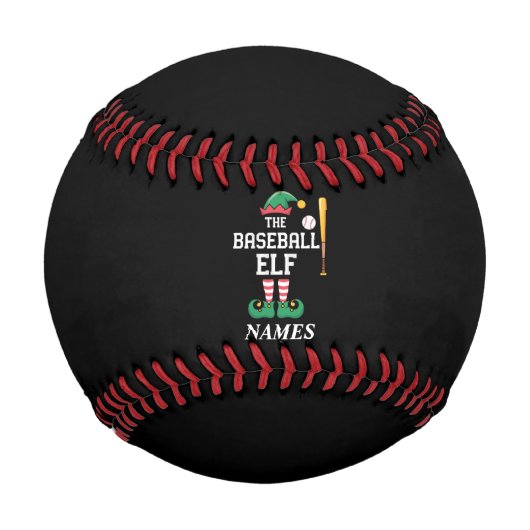 Personalized Name Baseball Elf Family Matching  野球ボール (正面)