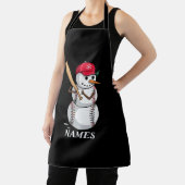 Personalized Name Baseball Snowman Balls Snow Xmas エプロン (インサイチュ)