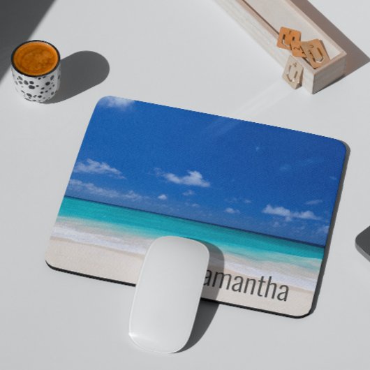 Personalized name Beach Waves Ocean Surf Mouse Pad マウスパッド