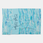 Personalized Name Beach Waves Watercolor Novelty キッチンタオル (横)
