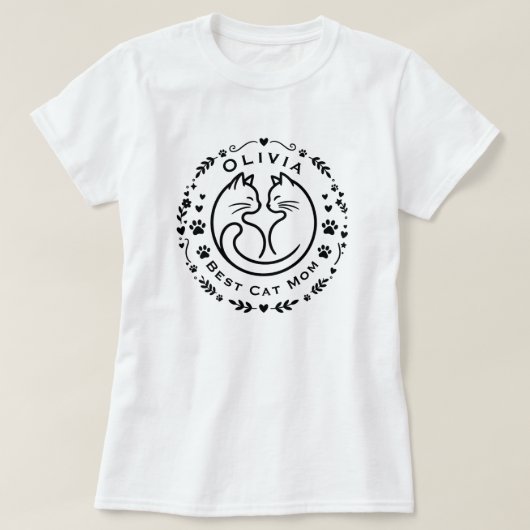 Personalized Name Best Cat Mom T-Shirt  Tシャツ (デザイン正面)