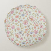 Personalized Name Birth Stats Watercolor Floral ラウンドクッション (裏面)