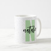 Personalized Name - Black Polka Dots Design コーヒーマグカップ (正面右)