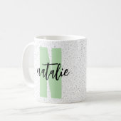 Personalized Name - Black Polka Dots Design コーヒーマグカップ (正面左)