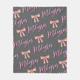 Personalized name blanket with bow, gift for girls フリースブランケット