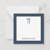 Personalized Name Blue Bow ノートカード (正面)