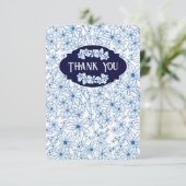 Personalized Name Blue Floral Pattern, Blank サンキューカード (スタンド正面)