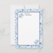 Personalized Name Blue Floral Pattern, Blank サンキューカード (裏面)