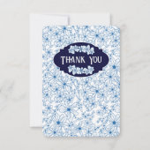 Personalized Name Blue Floral Pattern, Blank サンキューカード (正面)