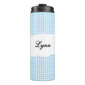 Personalized Name Blue Gingham Pattern タンブラー (正面)