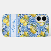 Personalized Name Blue Tile Mediterranean Lemon Case-Mate iPhoneケース (裏面 (横))
