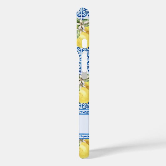 Personalized Name Blue Tile Mediterranean Lemon Case-Mate iPhoneケース (裏面 / 左)