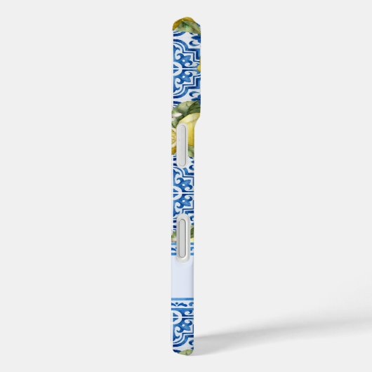 Personalized Name Blue Tile Mediterranean Lemon Case-Mate iPhoneケース (裏面 / 右)