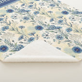 Personalized Name Blue Wildflowers シェルパブランケット (3/4)
