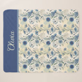 Personalized Name Blue Wildflowers シェルパブランケット (正面(横))