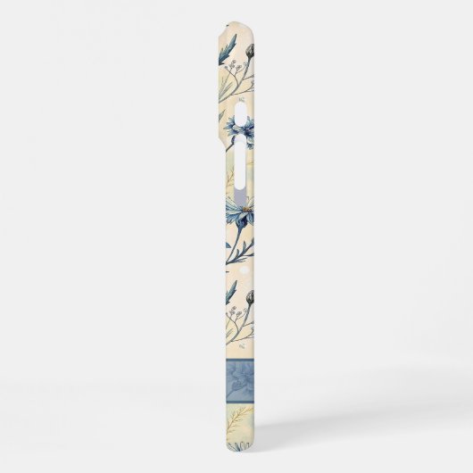 Personalized Name Blue Wildflowers iPhoneケース (左側面)