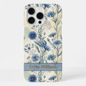 Personalized Name Blue Wildflowers iPhoneケース (裏面)
