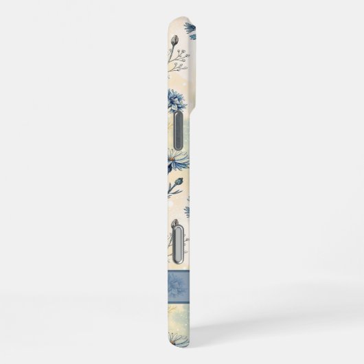 Personalized Name Blue Wildflowers iPhoneケース (右側面)