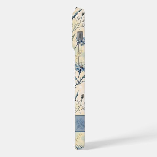 Personalized Name Blue Wildflowers iPhoneケース (左側面)