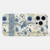 Personalized Name Blue Wildflowers iPhoneケース (裏面横)