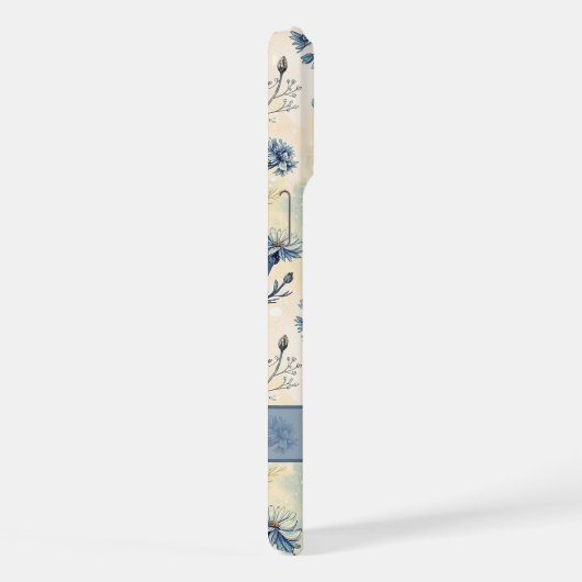 Personalized Name Blue Wildflowers iPhoneケース (右側面)