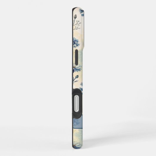 Personalized Name Blue Wildflowers iPhoneケース (右側面)