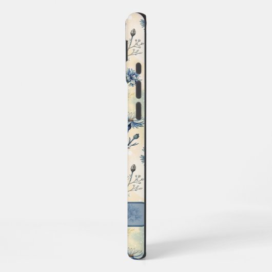 Personalized Name Blue Wildflowers iPhoneケース (左側面)