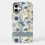 Personalized Name Blue Wildflowers iPhoneケース (裏面)