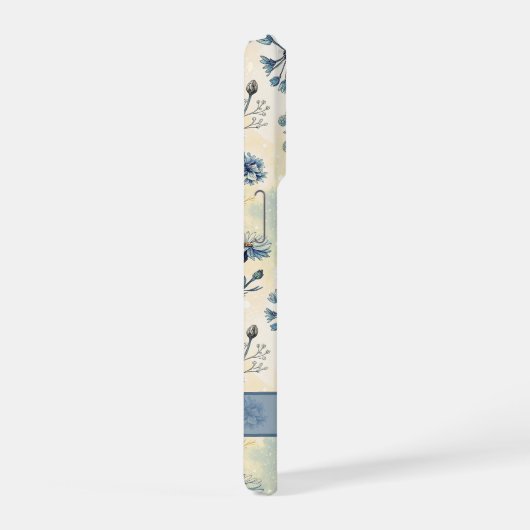 Personalized Name Blue Wildflowers iPhoneケース (右側面)