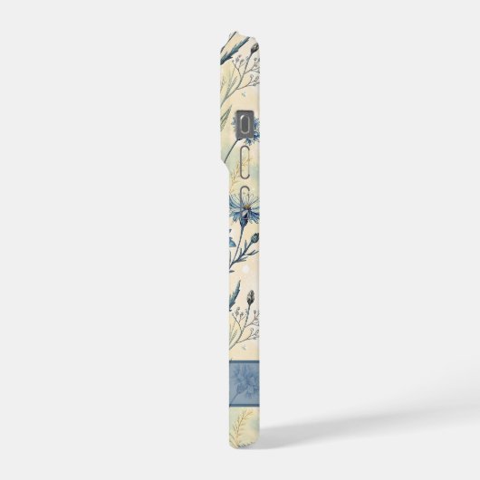 Personalized Name Blue Wildflowers iPhoneケース (左側面)