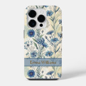 Personalized Name Blue Wildflowers iPhoneケース (裏面)