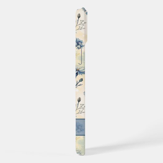 Personalized Name Blue Wildflowers iPhoneケース (右側面)