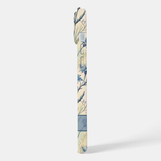 Personalized Name Blue Wildflowers iPhoneケース (左側面)