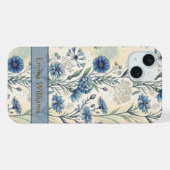 Personalized Name Blue Wildflowers iPhoneケース (裏面横)