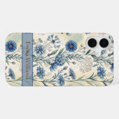 Personalized Name Blue Wildflowers iPhoneケース (裏面横)