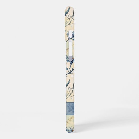 Personalized Name Blue Wildflowers iPhoneケース (左側面)