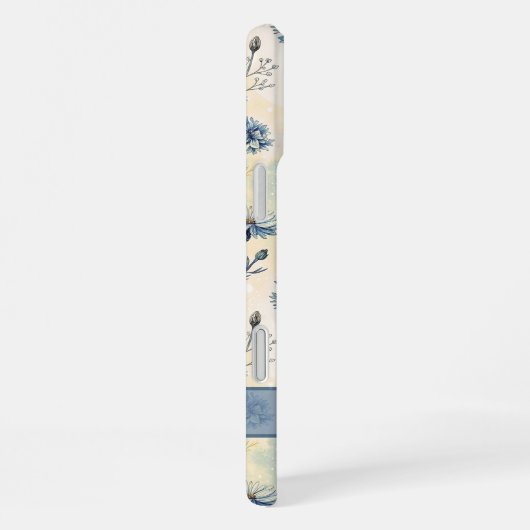Personalized Name Blue Wildflowers iPhoneケース (右側面)