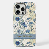 Personalized Name Blue Wildflowers iPhoneケース (裏面)