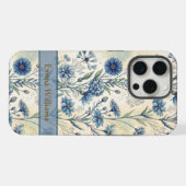 Personalized Name Blue Wildflowers iPhoneケース (裏面横)