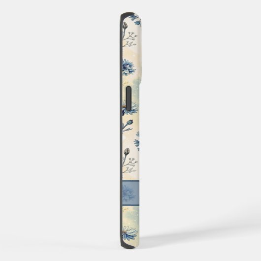 Personalized Name Blue Wildflowers iPhoneケース (右側面)
