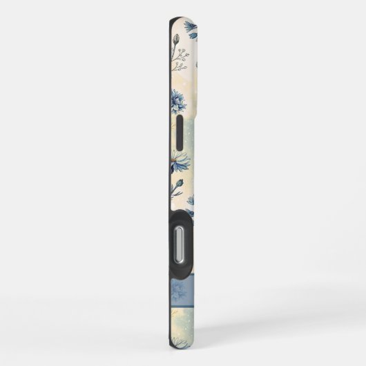 Personalized Name Blue Wildflowers iPhoneケース (右側面)