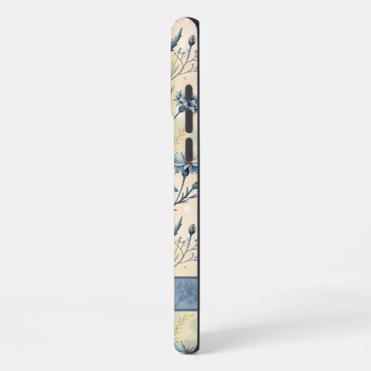 Personalized Name Blue Wildflowers iPhoneケース (左側面)