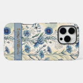 Personalized Name Blue Wildflowers iPhoneケース (裏面横)