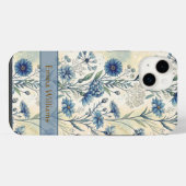 Personalized Name Blue Wildflowers iPhoneケース (裏面横)