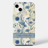 Personalized Name Blue Wildflowers iPhoneケース (裏面)