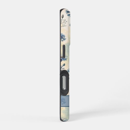 Personalized Name Blue Wildflowers iPhoneケース (右側面)