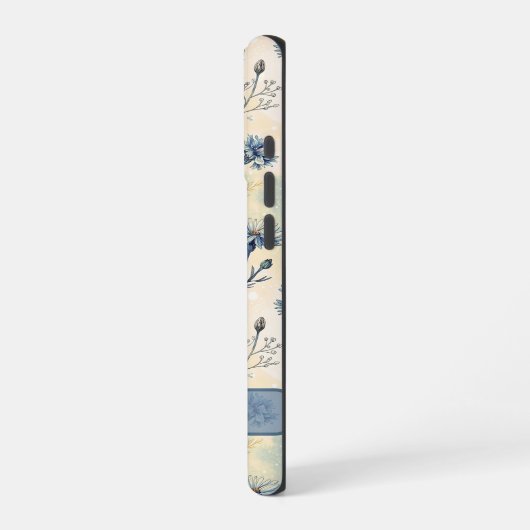 Personalized Name Blue Wildflowers iPhoneケース (左側面)
