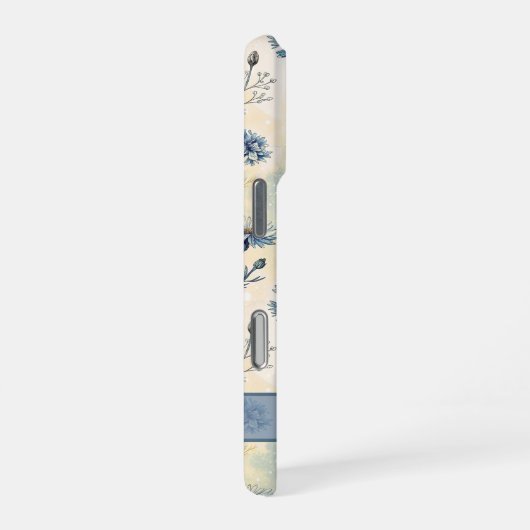 Personalized Name Blue Wildflowers iPhoneケース (右側面)